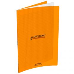 CONQUERANT Cahier piqûre A 96 pages 90g grands carreaux Séyès coloris orange