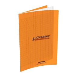 CONQUERANT Cahier piqûre A4 96 pages 90g grands carreaux Séyès coloris orange