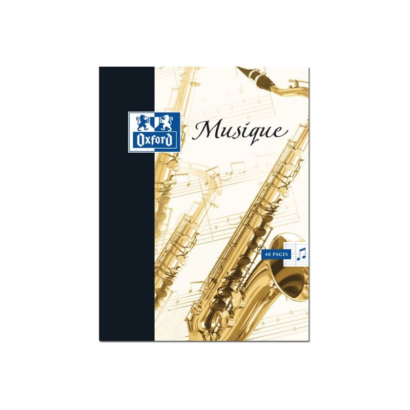 OXFORD Cahier de musique piqûre 24 pages grands carreaux Seyès+24 pages portées 24x32