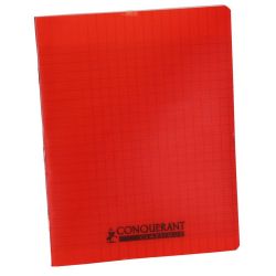 CONQUERANT Cahier format 24x32cm 96 pages 90g grands carreaux Séyès coloris rouge