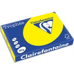 CLAIREFONTAINE Ramette de 500 feuilles papier couleur TROPHEE 80 grammes format A3 Jaune soleil 1887