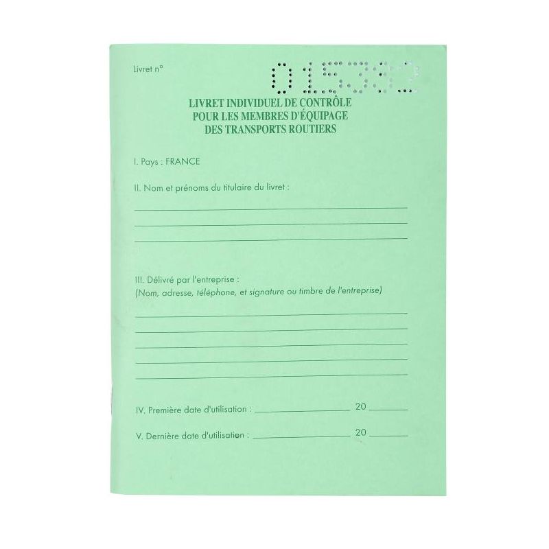 EXACOMPTA Livret individuel de contrôle pour conducteur et convoyeur de transport routier