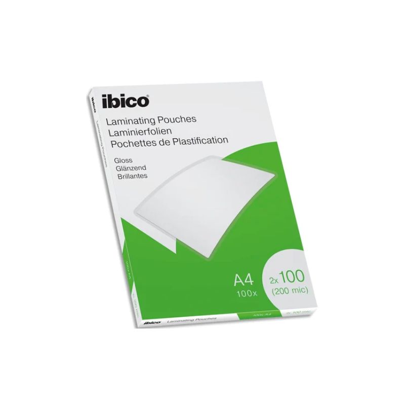 IBICO Pack de 100 pochettes de plastification brillantes A4, 100 microns 627317