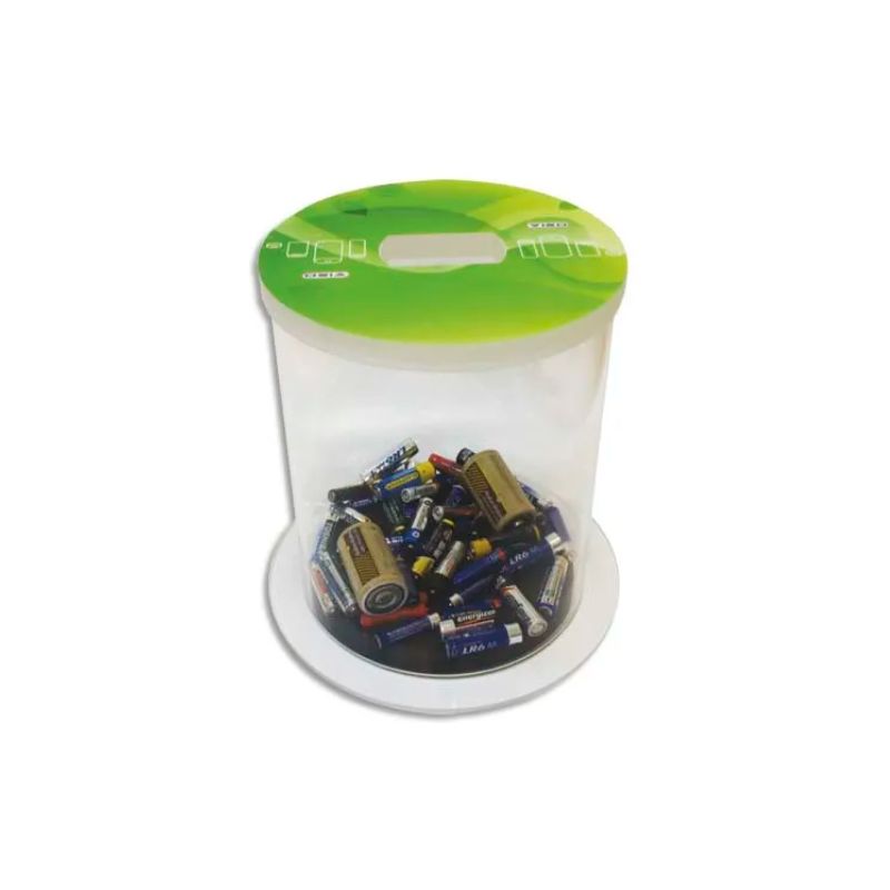 VISO Collecteur de piles usagées 15 litres pour comptoir - Diamètre 20 cm, hauteur 25 cm