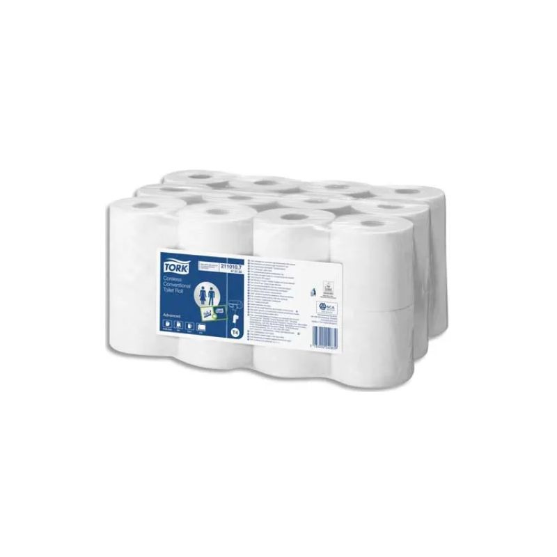 TORK Paquet de 24 rouleaux Papier toilette Traditionnel sans mandrin Advanced 2plis 400 feuilles Ecolabel