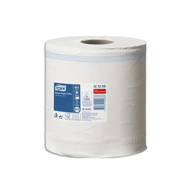  TORK Lot de 6 Bobines papier d'essuyage Basic à dévidage central M2 160m Format prédécoupé 20x35 cm Blanc