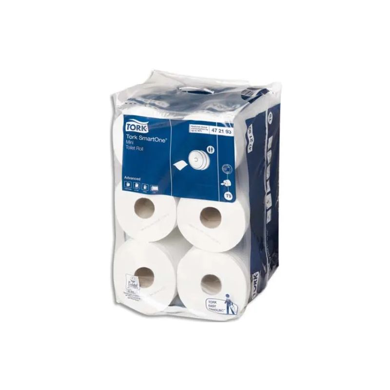 TORK Lot de 12 rouleaux Papier toilette Mini Advanced 2 plis 620 feuilles Ecolabel pour distrib SmartOne
