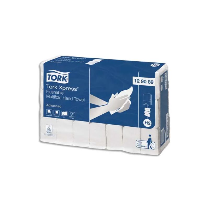 TORK Colis de 21 paquets 200 feuilles Essuie-mains Xpress interfoliés délitable Blanc 2 plis 25,5x21,2 cm