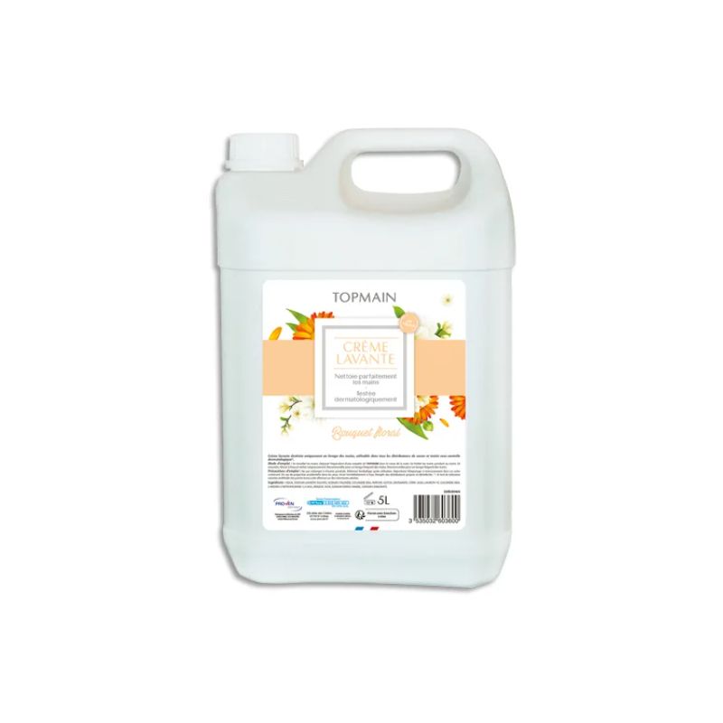 TOPMAIN Bidon de 5 litres de crème lavante liquide parfum floral