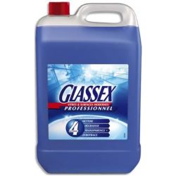 GLASSEX Bidon 5 litres Nettoyant et dégraissant pour vitres, toutes surfaces brillantes, parfum frais