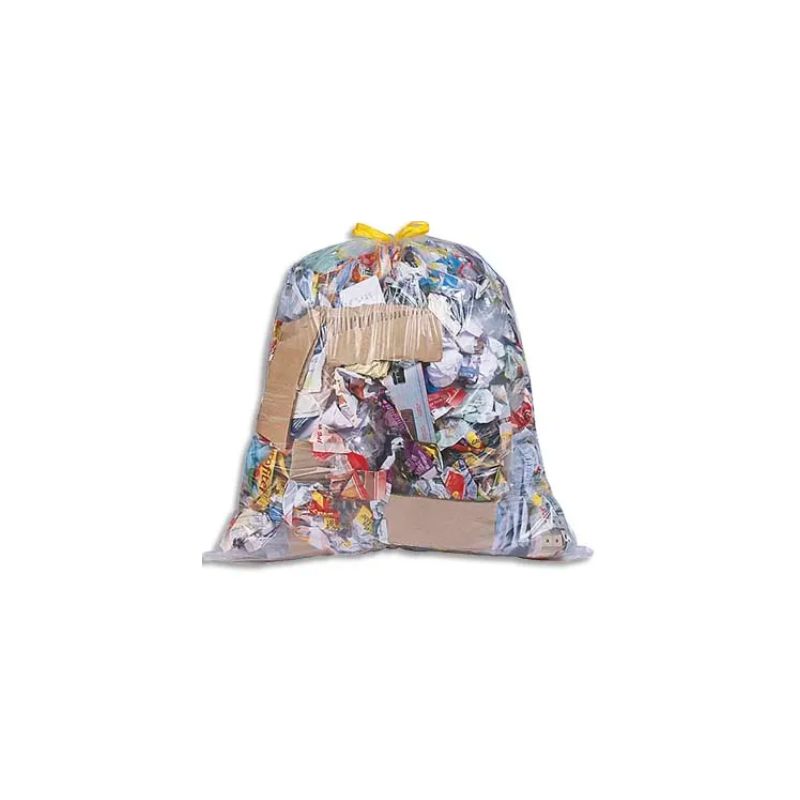 Boîte de 100 sacs poubelles à liens coulissants transparents 100 litres 25 microns