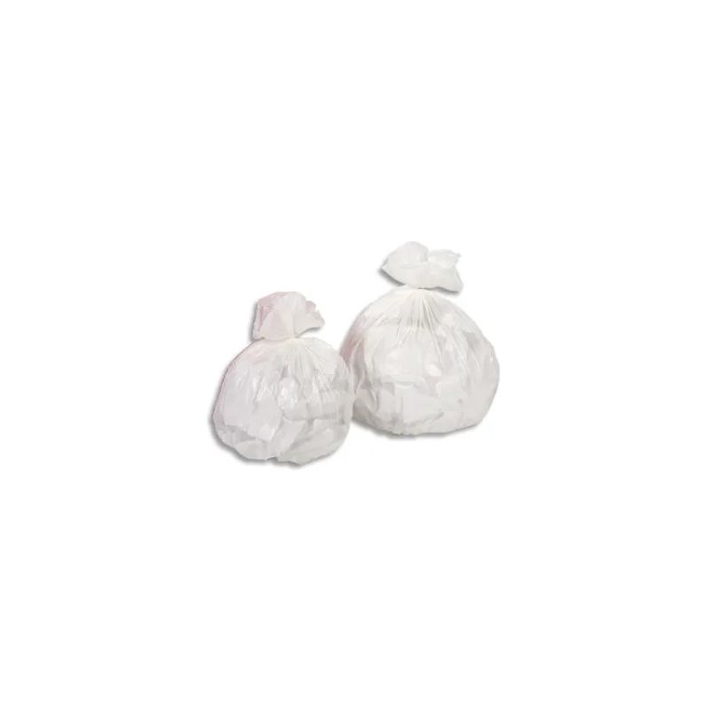 Carton de 10 rouleaux de 50 Sacs-poubelles 30 litres Blanc en polyéthylène haute densité