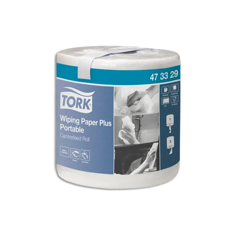 TORK Bobine d'essuyage plus portable 2 plis 345 formats 23,4 x 22,3 cm 80,7 mètres coloris Blanc