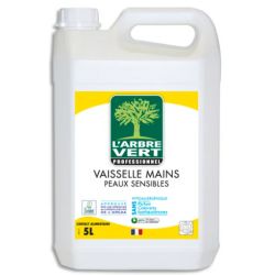 L'ARBRE VERT Bidon de 5 Litres Liquide vaisselle mains peaux sensibles sans allergènes Ecolabel