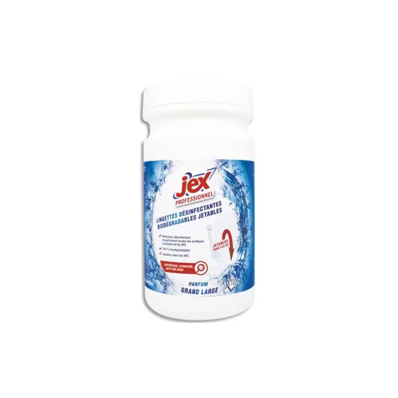  JEX PROFESSIONNEL Boîte de 100 Lingettes désinfectantes pous les sanitaires, jetables dans les toilettes