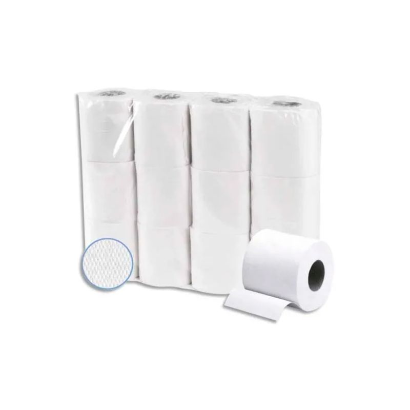 Colis de 48 rouleaux de Papier toilette Extra ouate Blanche recyclée 2 plis, 200 feuilles 247245R