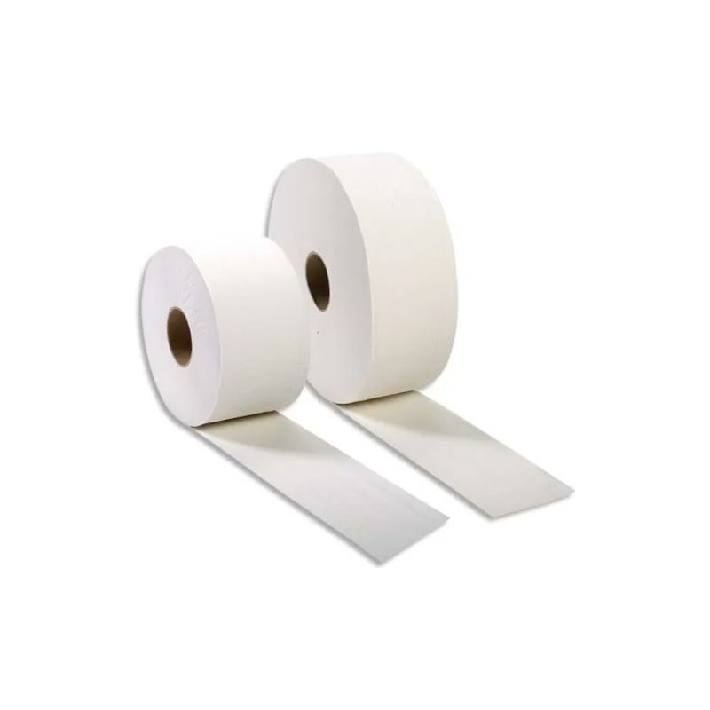 Carton de 6 Bobines de papier toilette Jumbo 2 plis prédécoupé, longueur 350 mètres Blanc Eco