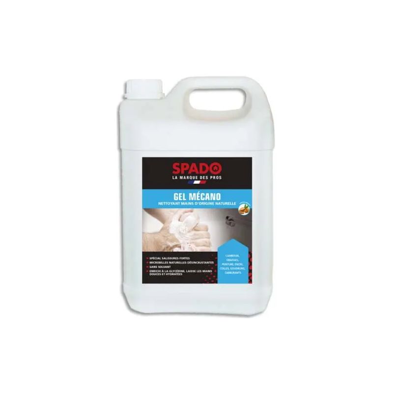  SPADO Bidon de 5 litres de savon gel mécanicien, microbilles naturelles et biodégradables