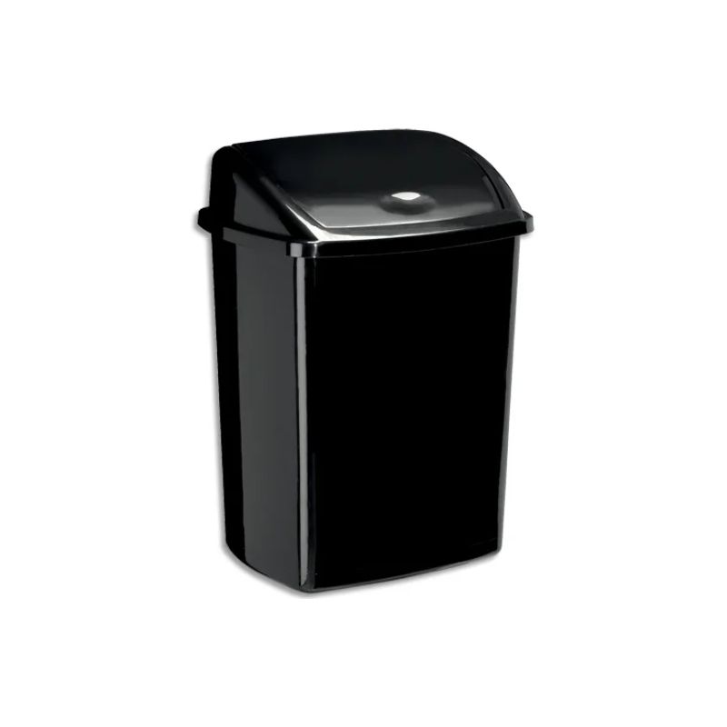 CEP Poubelle à couvercle basculant Noire 50 litres, en polypropylène recyclable L40,5 x H68,5 x P31 cm
