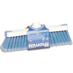 BROSSERIE THOMAS Balai en fibre en pvc souple Bleue Ergotouch, monture Blanche en PP L28 x H7,5 x P4,5 cm