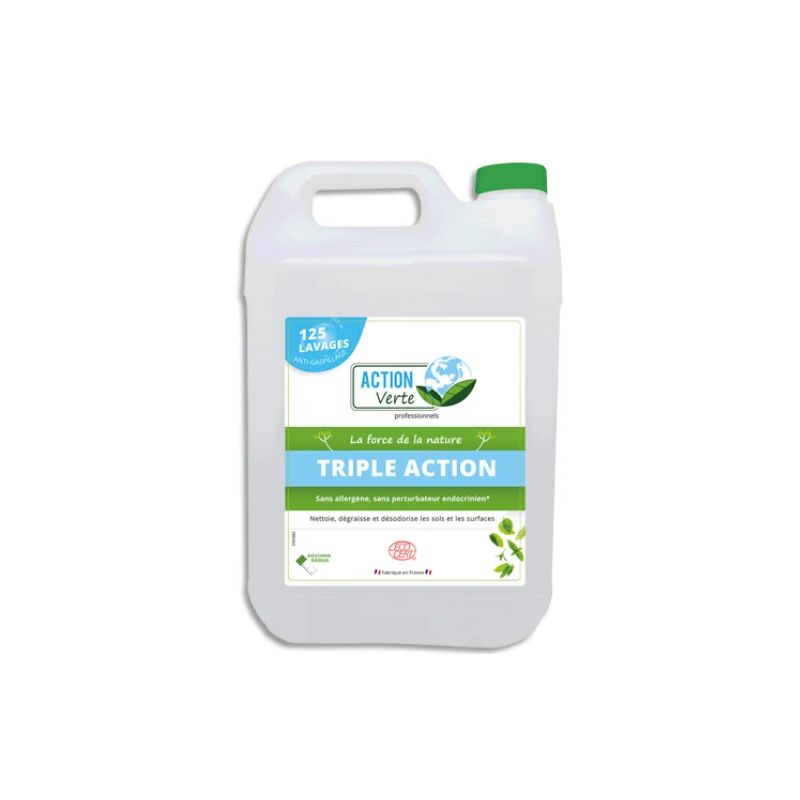 ACTION VERTE Bidon 5 Litres Nettoyant dégraissant multi-usages sols et surfaces, parfum Menthe