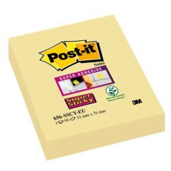 POST-IT Bloc notes repositionnables Super Sticky 90 feuilles 76x47,6 mm Jaune