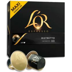 L'OR Boîte de 20 dosettes de 104g de café moulu Arabica Espresso Ristretto n°11