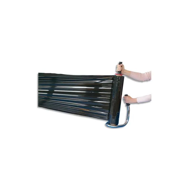 Rouleau de film étirable manuel cast Noir 17 microns - Mandrin D7,6 cm, H45 cm x L300 mètres