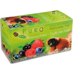 PURO Boîte de 25 sachets de thé Fruits des bois enveloppés 2g Fairtrade Tea