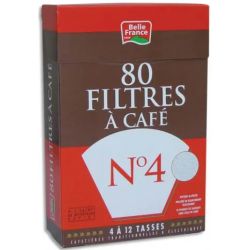 Boîte de 80 filtres à café n°4 Belle France + 1 sachet détartrant 3344