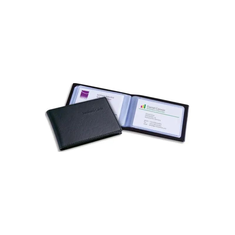 SIGEL Porte-cartes aspect cuir Noir mat avec 20 pochettes, capacité 40 cartes L11 x H7,5 x P1,2 cm