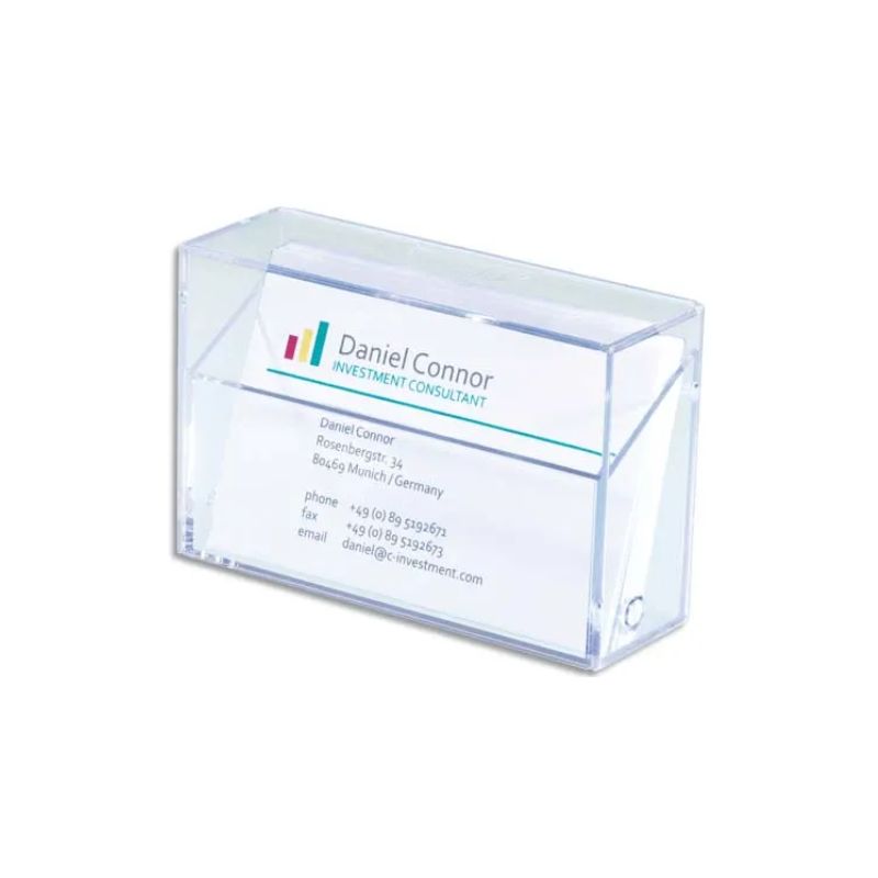 SIGEL Boîte pour cartes de visite plastique rigide, capacité 100 cartes L9,5 x H6 x P3 cm transparent