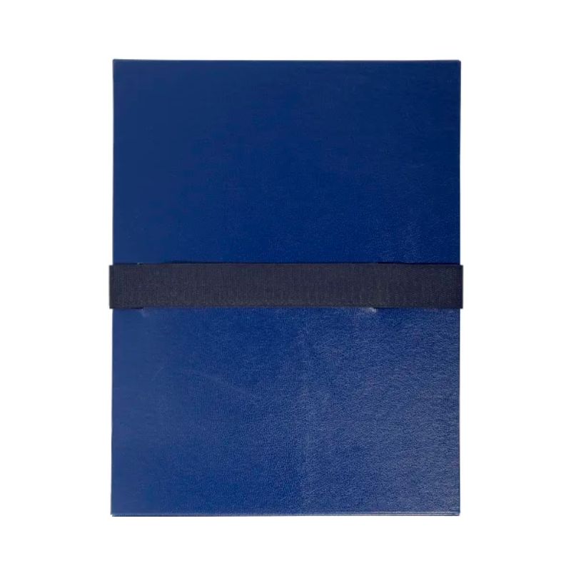 EXACOMPTA Chemise extensible en balacron. Rabat en pied, fermeture par sangle velcro. Coloris bleu foncé