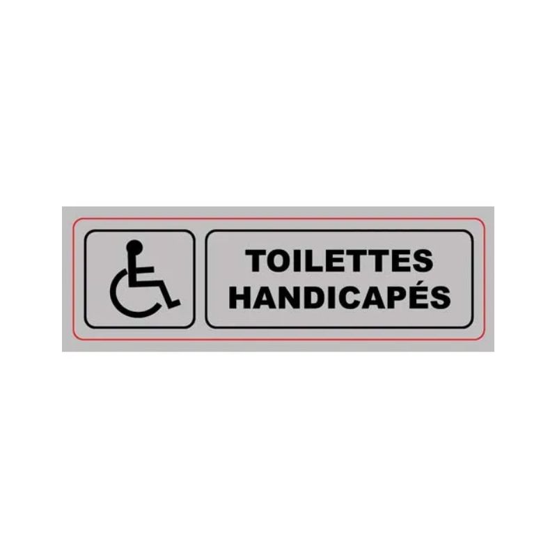 VISO Plaque de signalisation auto-adhésive en plastique couleur aluminium 17 x 5cm - Toilettes handicapés