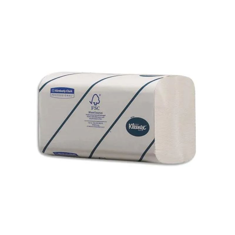 KLEENEX Colis de 15 Paquets de 186 Essuie-mains ultra doux 2 plis pliage en Z, Ft 21,5x21,5 cm Blanc
