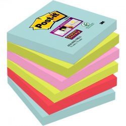 POST-IT Lot de 6 blocs Z-Notes Super Sticky couleurs MIAMI 90 feuilles 76 x 76 mm