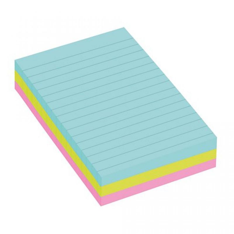 POST-IT Lot de 3 blocs Notes Super Sticky couleurs MIAMI 90 feuilles lignées 101 x 152 mm