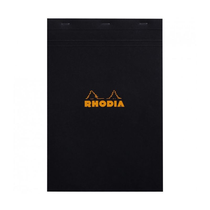 RHODIA Bloc agrafé en-tête couverture Noire n° 19 format 21x31.8cm réglure 5x5