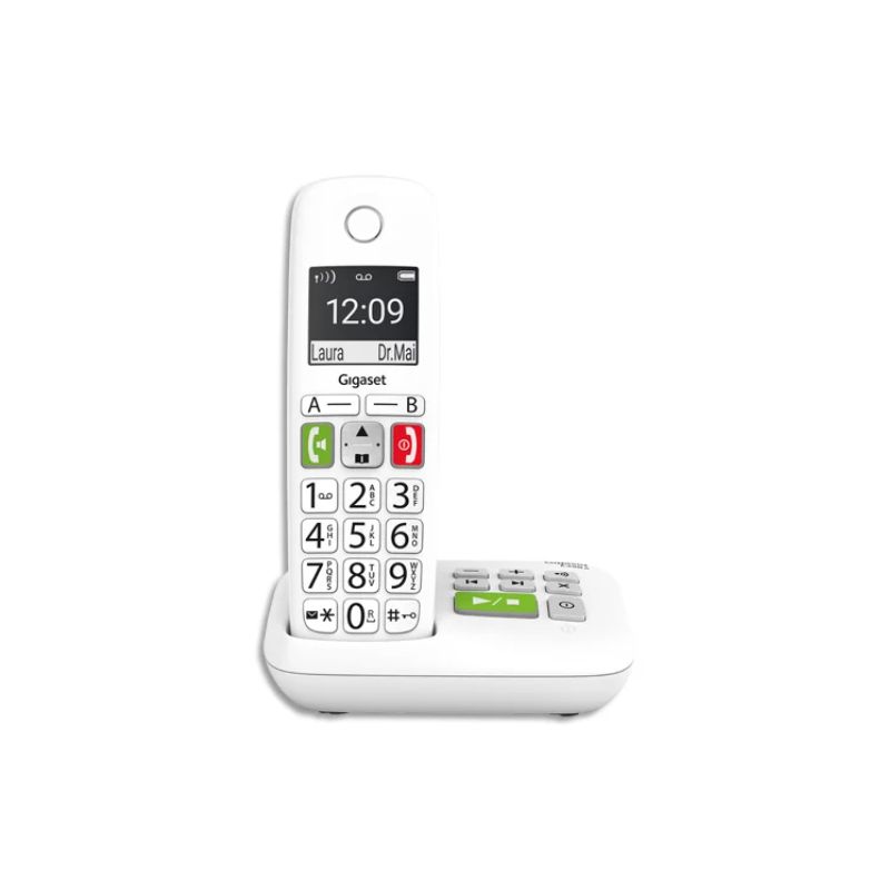 GIGASET Téléphone sans fil E290 solo blanc avec répondeur S30852-H2921-N102