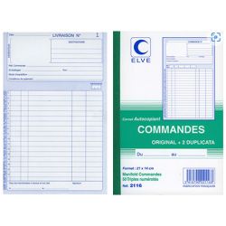 Manifold elve autocopiant 210x140mm foliotage 50 triplis commandes 1 à 50.