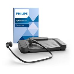 PHILIPS Kit de transcription comprenant pédalier USB, casque et logiciel SpeechExec Basic Transcribe 2ans
