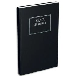  LECAS Agenda banquier large, 1 volume, 1 jour sur 2 pages, 18x29cm Noir