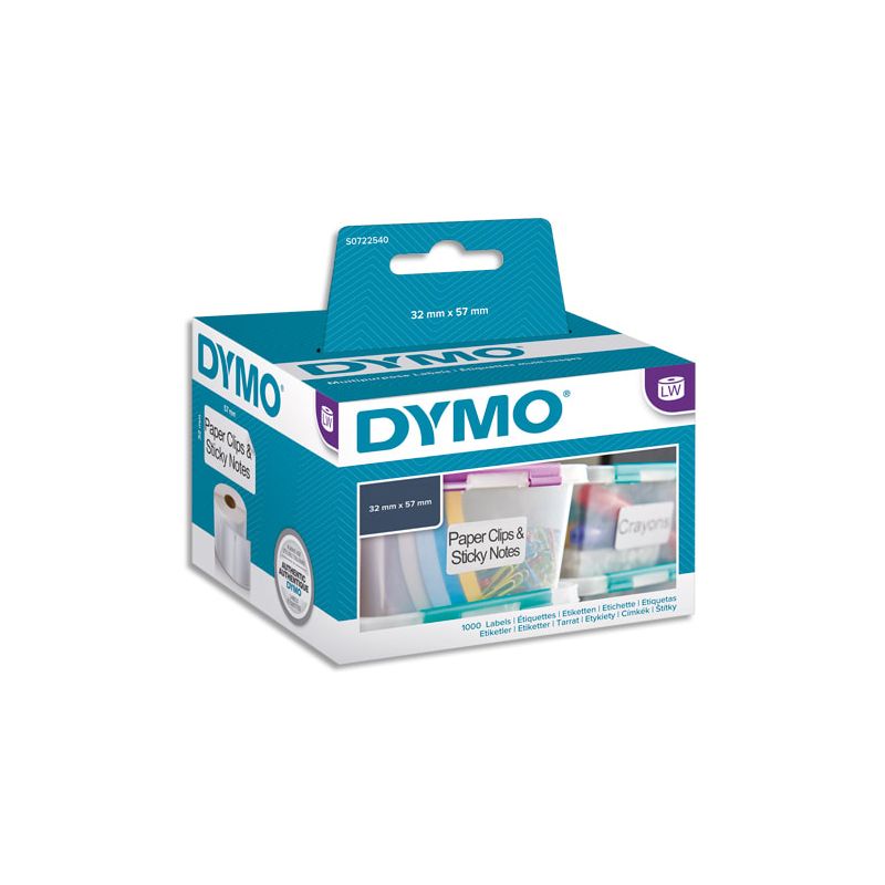DYMO Rouleau de 1000 étiquettes multiusages adhésif décollable 57x32mm S0722540