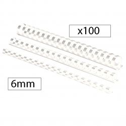 FELLOWES Boîte de 100 peignes anneaux plastique 6 mm Blanc