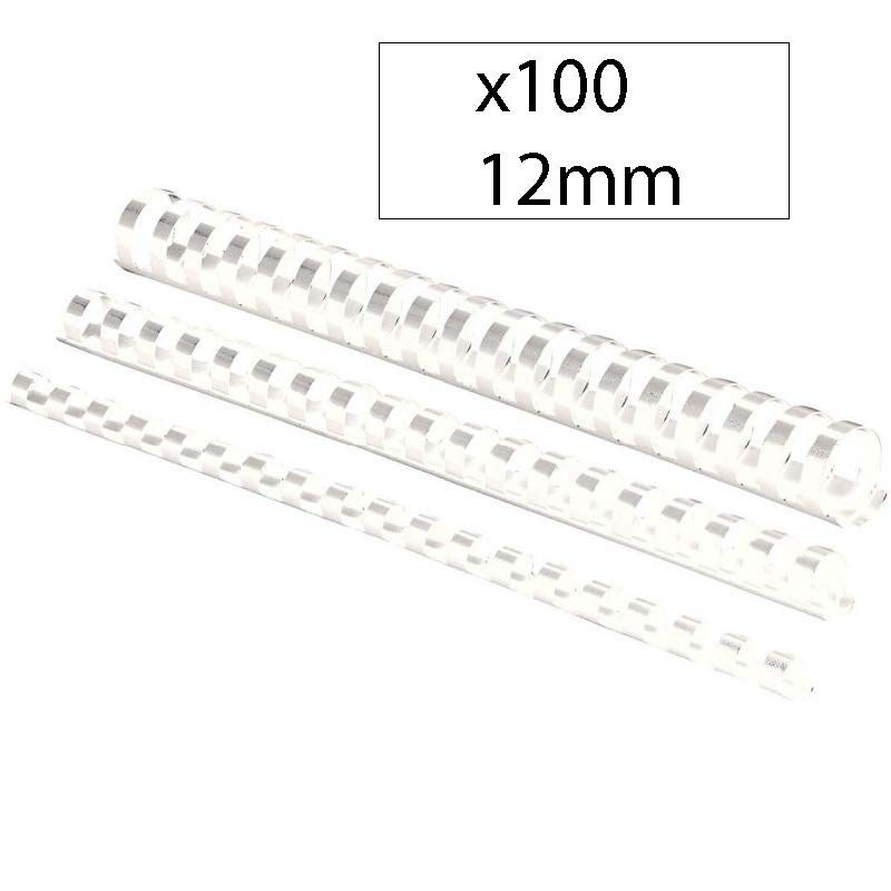 FELLOWES Boîte de 100 peignes anneaux plastique 12 mm Blanc