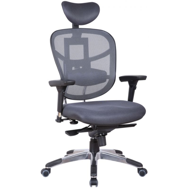 FAUTEUIL SYNCHRONE EN MAILLE ET TISSU TECKNET GRIS