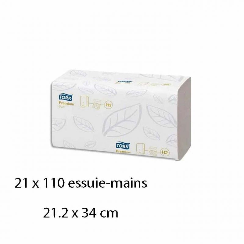 TORK Colis de 21 Paquets de 110 Essuie-mains Xpress interfoliés Doux Premium 2 plis plié en M 21,2x34 cm