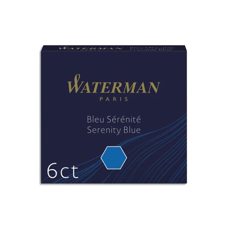 WATERMAN Etui de 6 mini cartouches encre Bleue sérénité