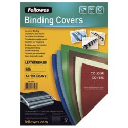 FELLOWES Boîte de 100 plats de couvertures grain cuir A4 Rouge FSC 5370305