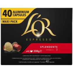  L'OR Boîte de 40 dosettes de 208g de café moulu Espresso Splendente n°7
